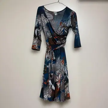 TOUCH 보타니컬 프린트 7부 소매 원피스 M 저지