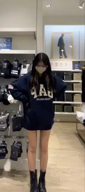 GAP 네이비 후디 로고