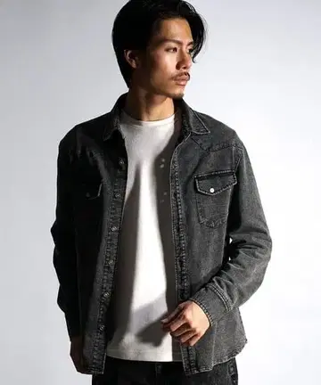 [ 미사용 새상품 ] 샘디프 웨스턴컷 데님 셔츠 그레이 사이즈 XL