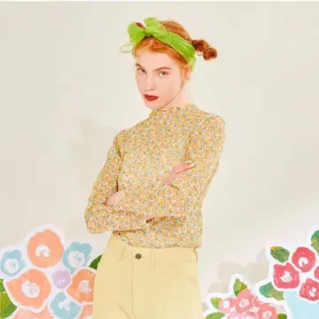 poppy 플라워 시스루 상의