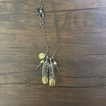 깃털 모티브 목걸이 실버 골드