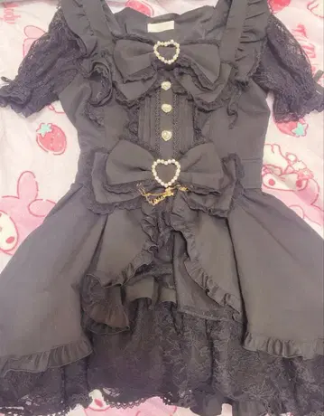 리즈리사 LIZLISA 프론트 카슈쿨 리본 셋업 블랙