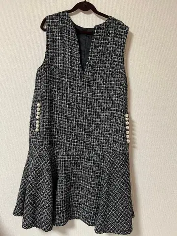 펄 포켓 트위드 원피스 laveange 흑먹색 M 사이즈