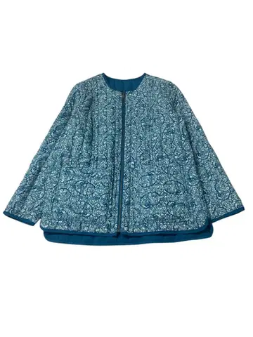 e219 LAND'S END 리버서블 블루 계열 꽃무늬 노카라 자켓