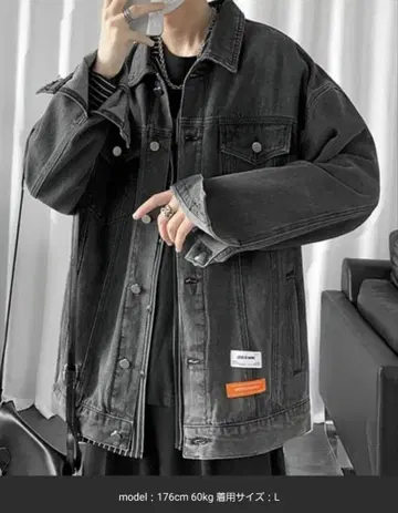 블랙 오버 사이즈 데님 자켓 L