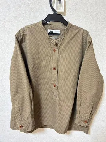 카키 밴드 카라 셔츠 사이즈 1