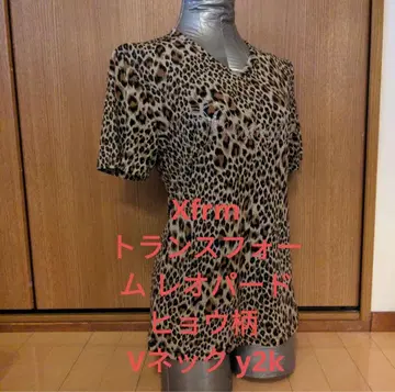 Xfrm 트랜스폼 레오파드 레오파드 무늬 V넥 y2k