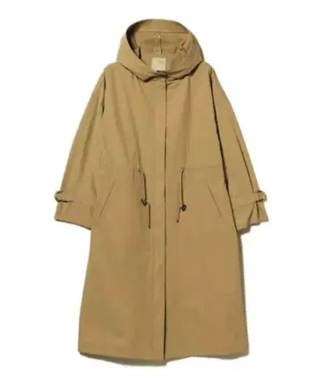후드 부착 베이지 롱 코트