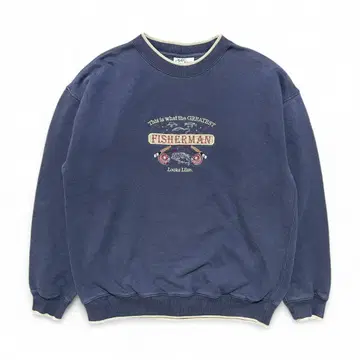 USA 구제 의류 피셔맨 루어 블랙 베스 크루넥 맨투맨