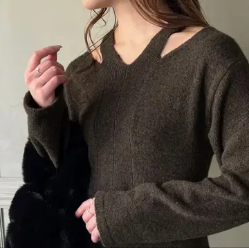 [ JUNOAH ] 니트 원피스 다크 브라운 FREE