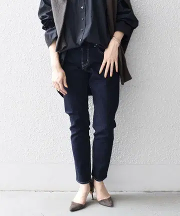 쉽스 WEB 한정판 슬림 테이퍼드 데님 팬츠 다크 네이비 여성용 XXS