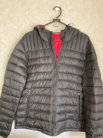 Tommy Hilfiger 후드 부착 다운 자켓 그레이
