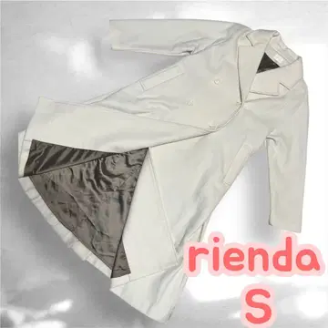 rienda 화이트 더블 브레스트 초 롱 코트 S