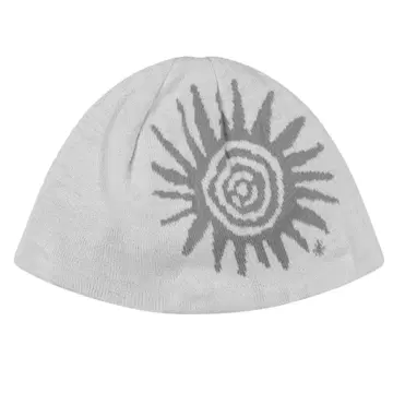 AAKAM Small Sun Jacquard Beanie (White)