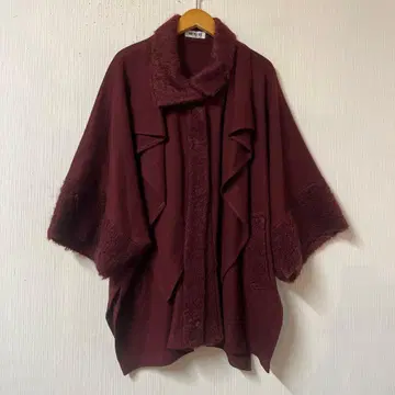 새상품급 히로코비스 변형 울 코트 사이즈 9 보르도 판초 케이프