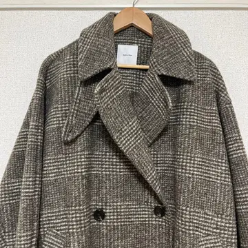 Spick & Span W 슬리버 체크 하프 코트 브라운 38