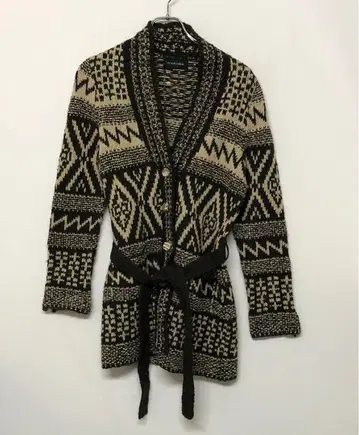 norikoike 레트로 보헤미안 구제 의류 카우 니트 롱 가디건