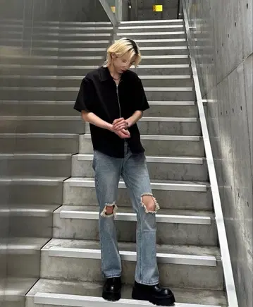 알루드 damage flare denim