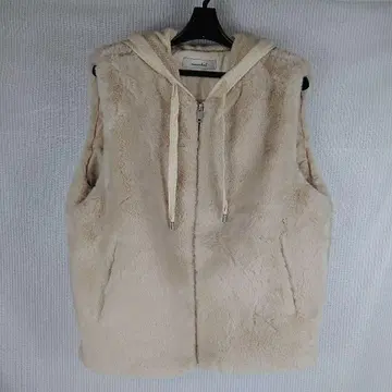 a875 nainkob 후드 부착 인조 모피 베스트