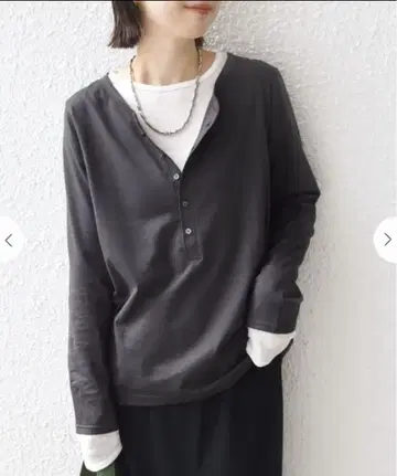 SHIPS 레이어드 라이크 헨리넥 풀오버 다크 그레이