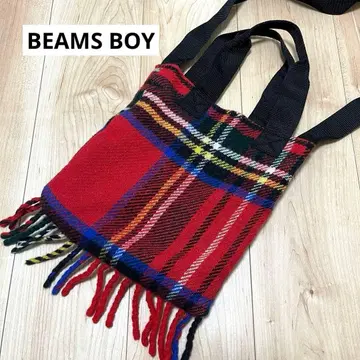 TWEEDMILL BEAMS BOY 타탄 체크 프린지 백