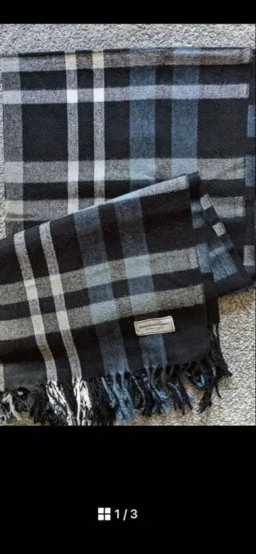 핀토짱님 대형 스톨 194 x 78 블랙, 블루, 체크