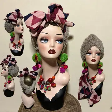 크로스 퍼 볼륨 인도 면 리본 어레인지 헤어 터번