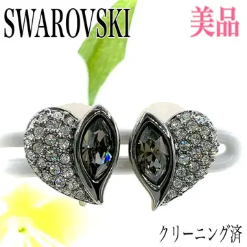 레어/새상품급 스와로브스키 귀찌 하트 크리스탈 대형 실버 블랙 계열