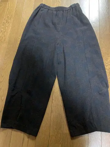 센소유니코 지우 다크 브라운 도트 무늬 와이드 팬츠 울