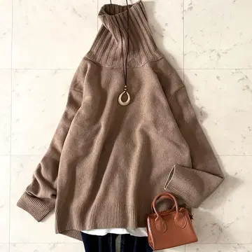 새상품급*뮤즈 두지엠 클라세 JADE 터틀넥 니트 브라운 계열