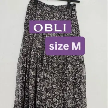 OBLI 꽃무늬 쉬폰 플레어 스커트 M 사이즈