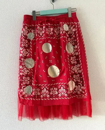 고투 할리우드 도트 반다나 패턴 밑단 샤샤 스커트