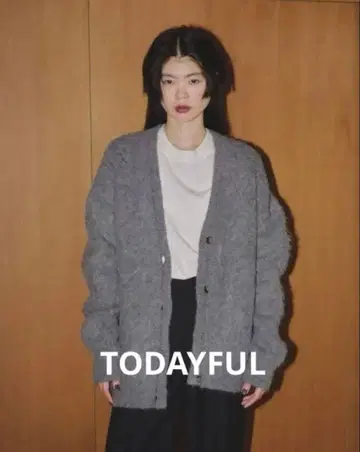 todayful Brashed Vneck Cardigan 그레이