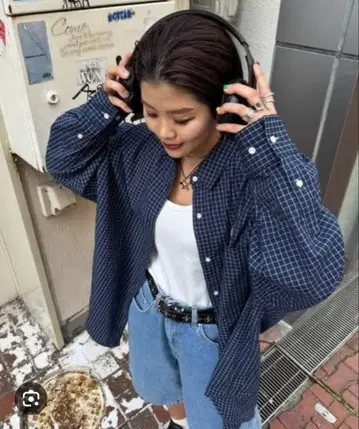 [ 25quee ] 스트릿 모듬 체크 BIG 셔츠/109465