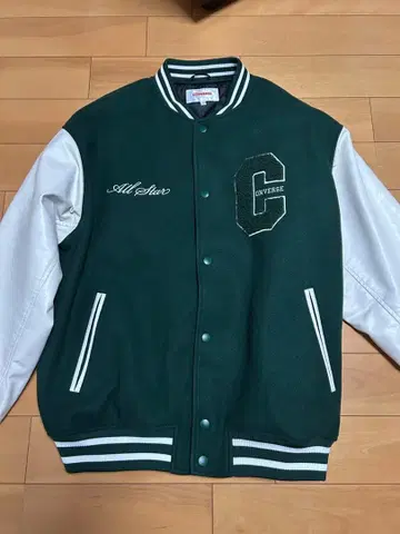 CONVERSE 바시티 자켓 L 다크 그린