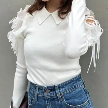 snidel 플리츠 프릴 니트 풀오버