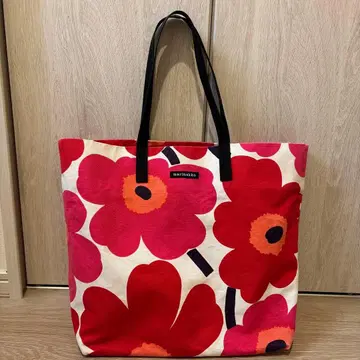marimekko 꽃무늬 토트백 빨간색