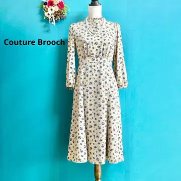쿠튀르 브로치 꽃무늬 A라인 원피스