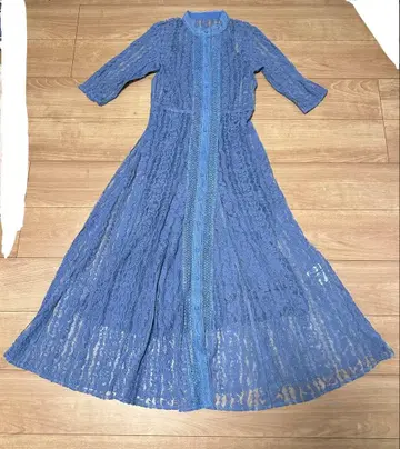 AMERI VINTAGE 블루 레이스 원피스 페티코트 포함 2차 모임에도