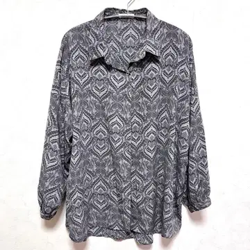 개성있는 레트로 패턴 긴팔 셔츠 그레이 계열 빅 사이즈 XL 00143