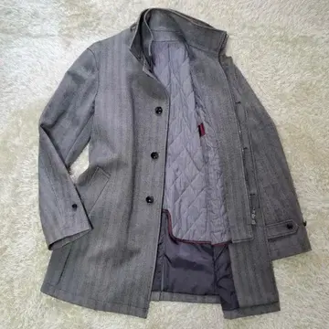 무슈 니콜 스텐카라 코트 L 헤링본 무늬 세탁 완료