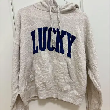 LUCKY 로고 그레이 후드티 크림색 [ M ]