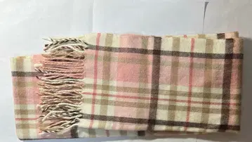 핑크 계열 체크 무늬 프린지 머플러