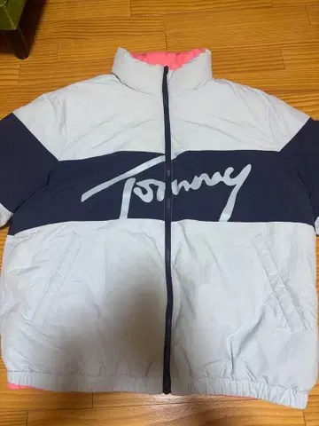 초레어 리버서블 스카이블루 핑크 타미 힐피거 다운 자켓