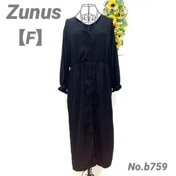 [새상품급] Zunus 롱 원피스 프리 블랙 V넥 얇은 소재 심플