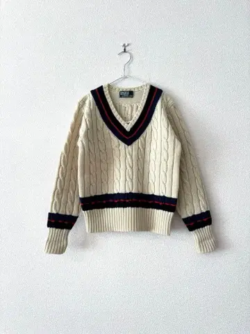 랄프 로렌 울 칠드런 니트 케이블 짜임 여성용 S