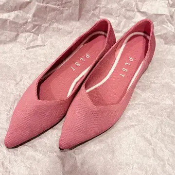 PLST 핑크 스틸레토 플랫슈즈