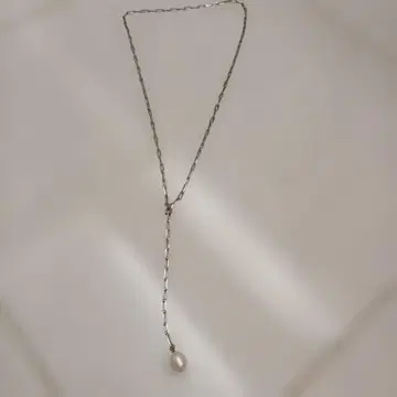 레스블리스 실버 진주 롱 목걸이