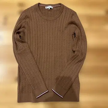 컨디션 최상 타미힐피거 브라운 케이블 짜임 니트 코튼
