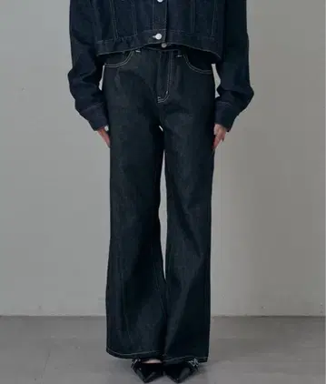 mline 미사용 새상품 논워시 배기 데님